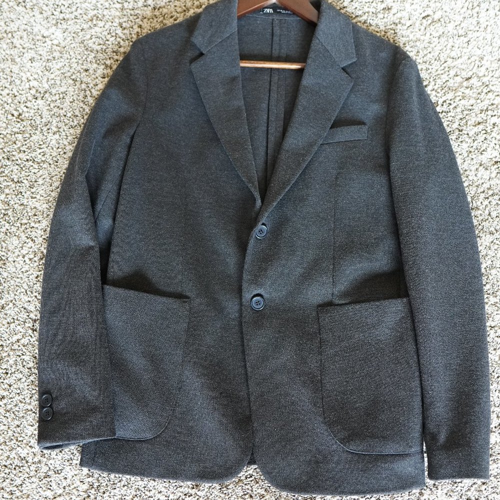 Zara Gray Two Button Blazer With Patch Pockets An… - image 3